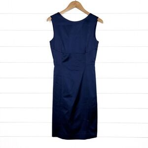 MM LaFleur The Alexa Dress Navy Blue Satin Sleeveless Career Elevated Elegant